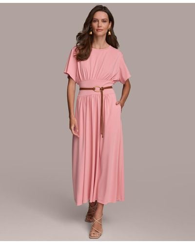 Donna Karan Belted A-line Dress - Pink