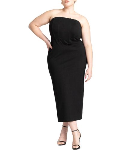 Eloquii Plus Size Corset Column Dress - Black