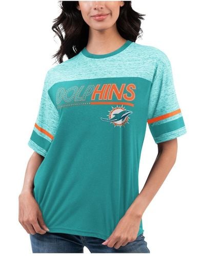 G-III 4Her by Carl Banks Miami Dolphins Track T-shirt - Blue