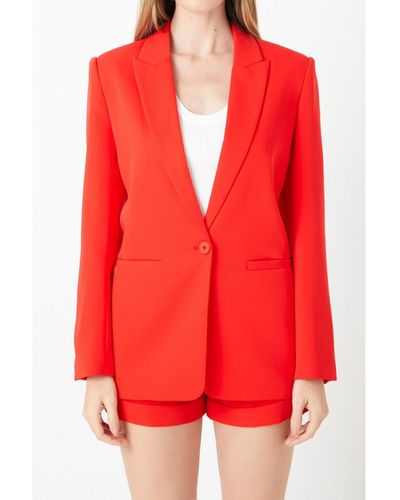 Endless Rose Single Breasted Blazer - Red