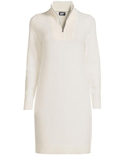Lands' End Cozy Lofty Sweater Dress - White
