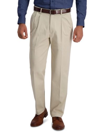 Haggar Iron Free Premium Khaki Classic-fit Pleated Pant - Natural