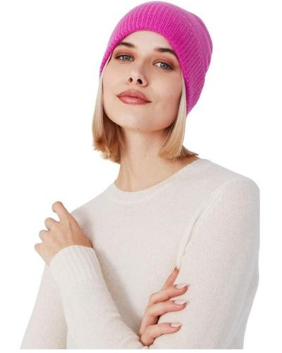 Style Republic 100% Pure Cashmere Ribbed Cuff Beanie - Pink