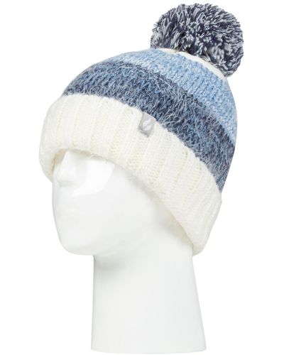 Heat Holders Sloane Feather-knit Roll-up Pom Pom Hat - Blue
