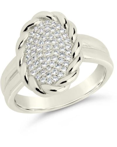 Sterling Forever Tone Or Gold-tone Cubic Zirconia Detailed Statement Galette Ring - White
