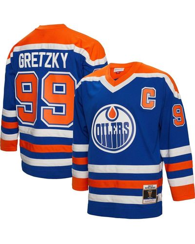 Mitchell & Ness Wayne Gretzky Edmonton Oilers Big And Tall 1986 Captain Patch Blue Line Player Jersey