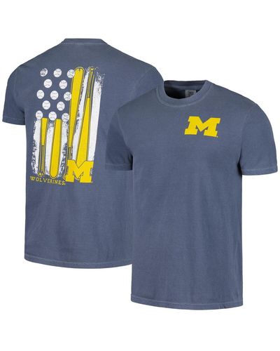 Image One Michigan Wolverines Baseball Flag Comfort Colors T-shirt - Blue