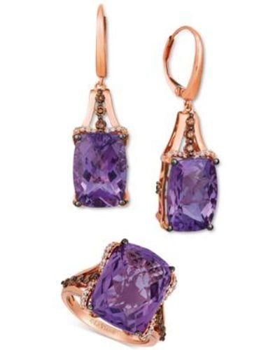 Le Vian Grape Diamond Ring Drop Earring Collection In 14k Rose Gold - Purple
