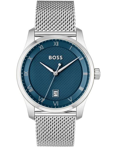 BOSS Men Principle Quartz Basic Calendar Stainless Steel Watch 41mm - Gray