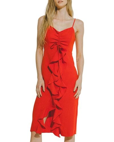 Endless Rose Cascading Ruffle Dress - Red