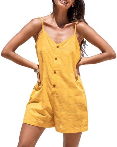 CUPSHE Canary Button-front Cami Romper - Yellow
