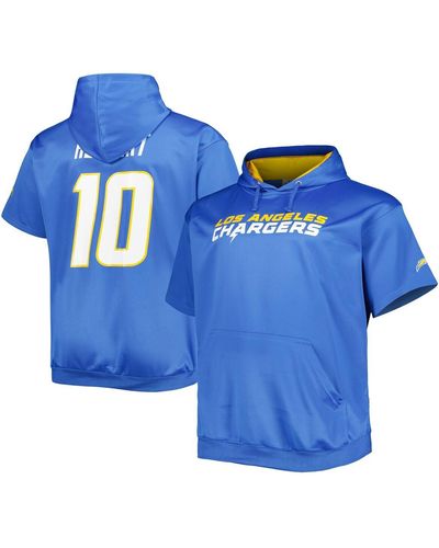 Profile Justin Herbert Los Angeles Chargers Big And Tall Short Sleeve Pullover Hoodie - Blue