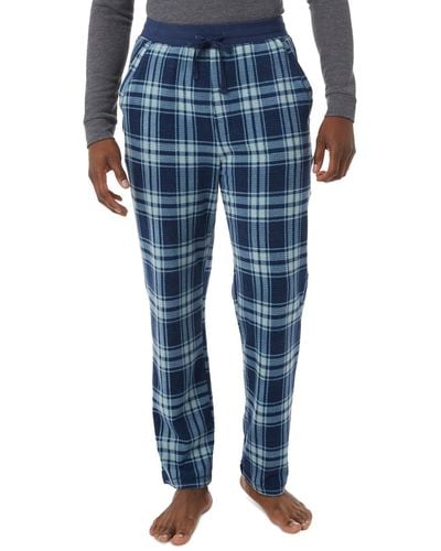 32 Degrees Tapered Twill Plaid Pajama Pants - Blue
