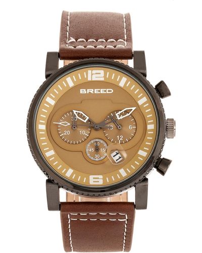 Breed Quartz Ryker Camel Face Chronograph Genuine Leather Watch 45mm - Brown