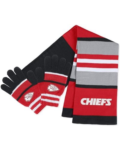 WEAR by Erin Andrews Kansas City Chiefs Stripe Glove And Scarf Set - Red
