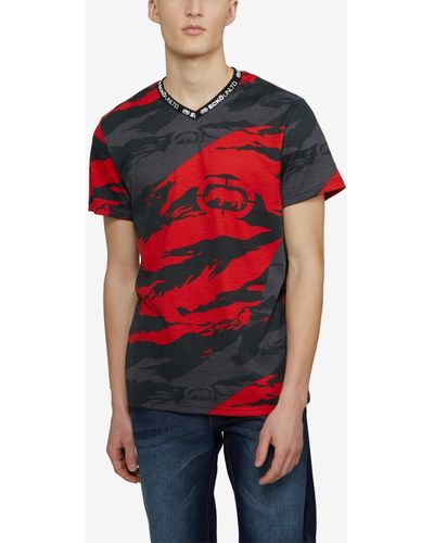 Ecko' Unltd Short Sleeve Rising Star V-neck T-shirt - Red