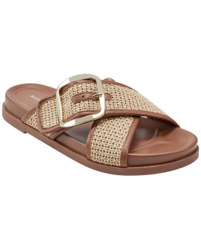 Marc Fisher Hazaia Open Toe Slip-on Casual Sandals - Brown