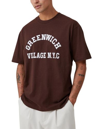 Cotton On Loose Fit College T-shirt - Brown