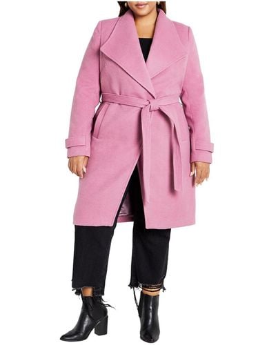 City Chic Plus Size So Chic Coat - Pink