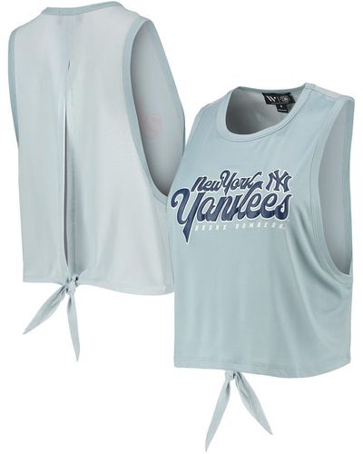 The Wild Collective Light New York Yankees Open Back Twist-tie Tank Top - Blue