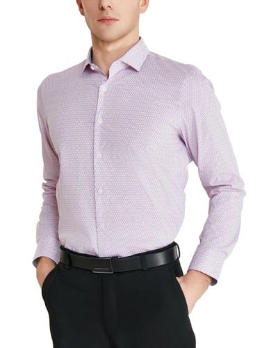 Tallia Slim-fit Geo-link Dress Shirt - Purple