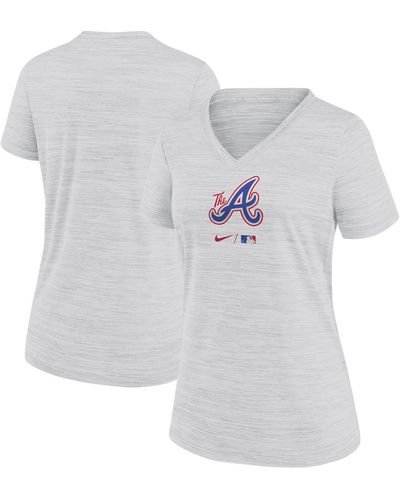 Nike Atlanta Braves 2023 City Connect Velocity Practice Performance V-neck T-shirt - White