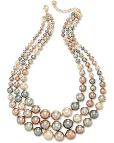 Charter Club Imitation Pearl Three-row Collar Necklace - Metallic