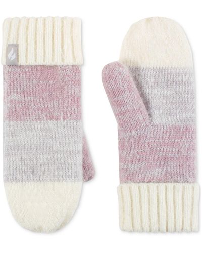 Heat Holders Sloane Feather Knit Mittens - Pink