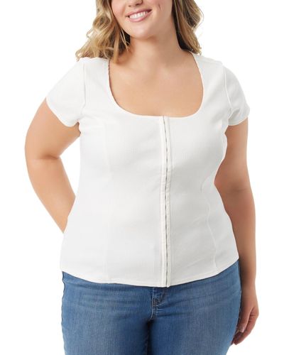 Jessica Simpson Trendy Plus Size Min Cap-sleeve Top - White