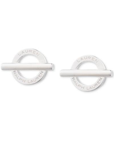 Ralph Lauren Lauren Logo Circle Stud Earrings - White