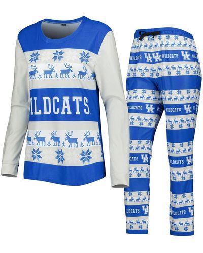 FOCO Kentucky Wildcats Ugly Long Sleeve T-shirt And Pajama Pants Sleep Set - Blue