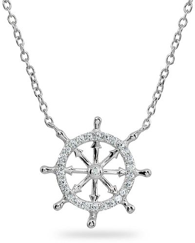 Giani Bernini Cubic Zirconia Ship's Wheel Necklace In Sterling Silver Or 18k Gold Over Sterling Silver - Metallic