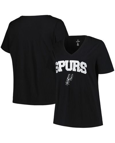 Profile San Antonio Spurs Plus Size Arch Over Logo V-neck T-shirt - Black