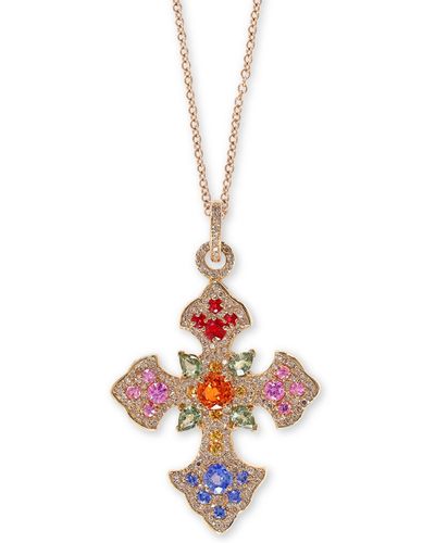 Effy Effy Multi-gemstone 18" Cross Pendant Necklace (3 Ct. T.w. - Green