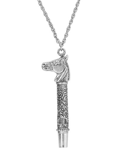 2028 Horse Head Whistle Necklace 30" - Metallic