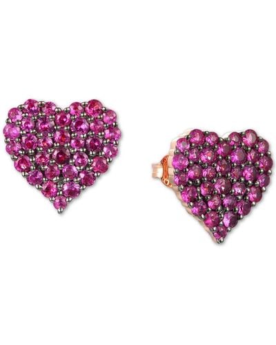 Le Vian Passion Ruby Heart Cluster Stud Earrings (1-1/5 Ct. T.w. - Purple
