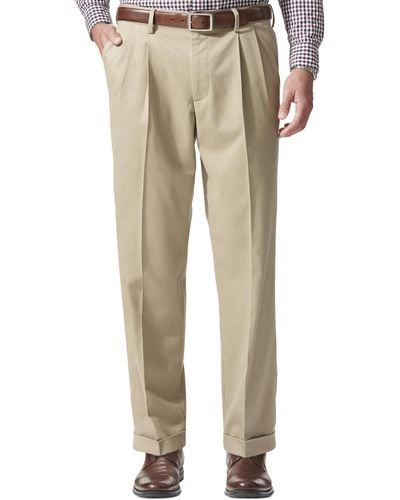 Dockers Relaxed Fit Comfort Khaki Pleated Pants - Natural