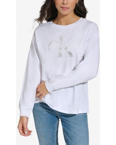 Calvin Klein Monogram Logo Long-sleeve T-shirt - White