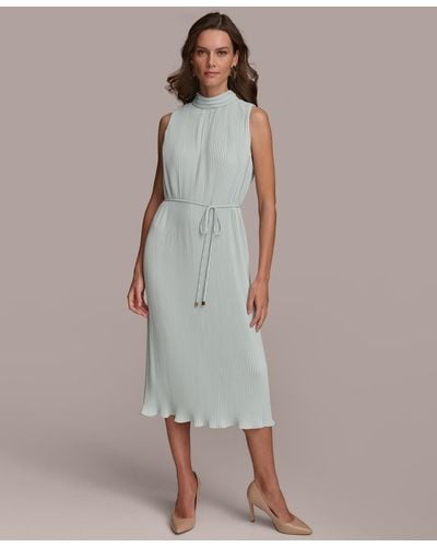 Donna Karan Pleated Sleeveless A-line Dress - Multicolor