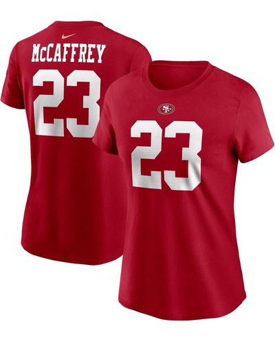 Nike Christian Mccaffrey San Francisco 49ers Super Bowl Lviii Patch Player Name And Number T-shirt - Red