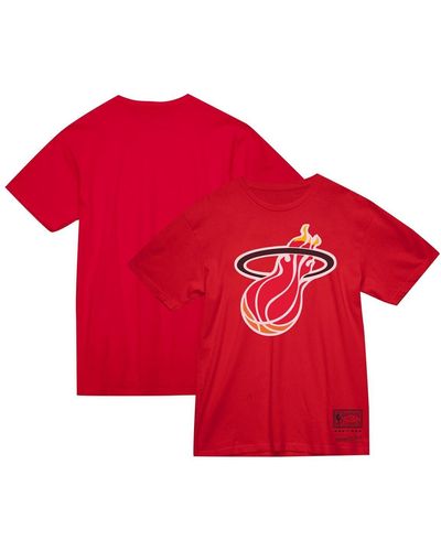 Mitchell & Ness And Miami Heat Hardwood Classics Mvp Throwback Logo T-shirt - Red