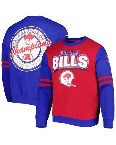 Mitchell & Ness Buffalo Bills All Over 2.0 Pullover Sweatshirt - Blue