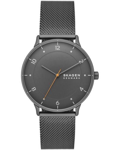 Skagen Three-hand Quartz Riis Stainless Steel Mesh Watch 40mm - Gray
