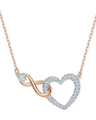 Swarovski Two-tone Heart & Infinity Symbol Pendant Necklace - Metallic
