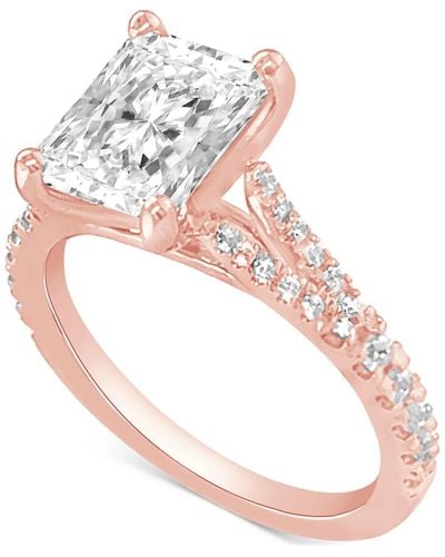 Badgley Mischka Certified Lab Grown Diamond Emerald-cut Center Split Shank Engagement Ring (3-3/8 Ct. T.w. - White