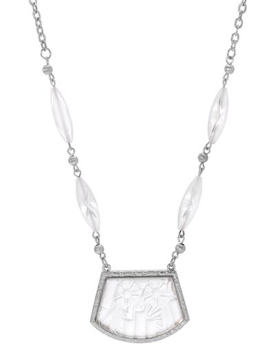 2028 Silver-tone Floral Lalique Pendant Necklace - Metallic