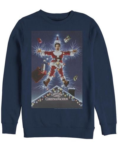 Fifth Sun National Lampoon Christmas Vacation Lampoon Poster Crew Fleece Pullover - Blue