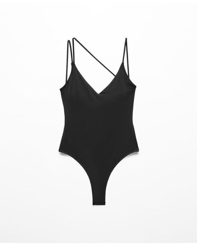 Mango V-neck Swimsuit - Black