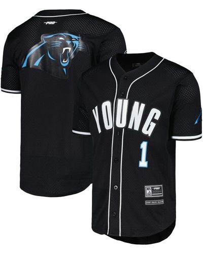 Pro Standard Bryce Young Carolina Panthers Mesh Baseball Button-up T-shirt - Black