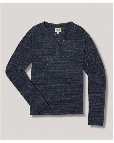 Pact Organic Cotton The Mix Long Sleeve Henley Tee - Blue